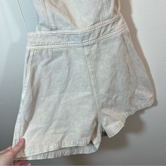 Mustard Seed Women’s Open Back Denim Romper Cream Small NWT - Picture 4 of 13